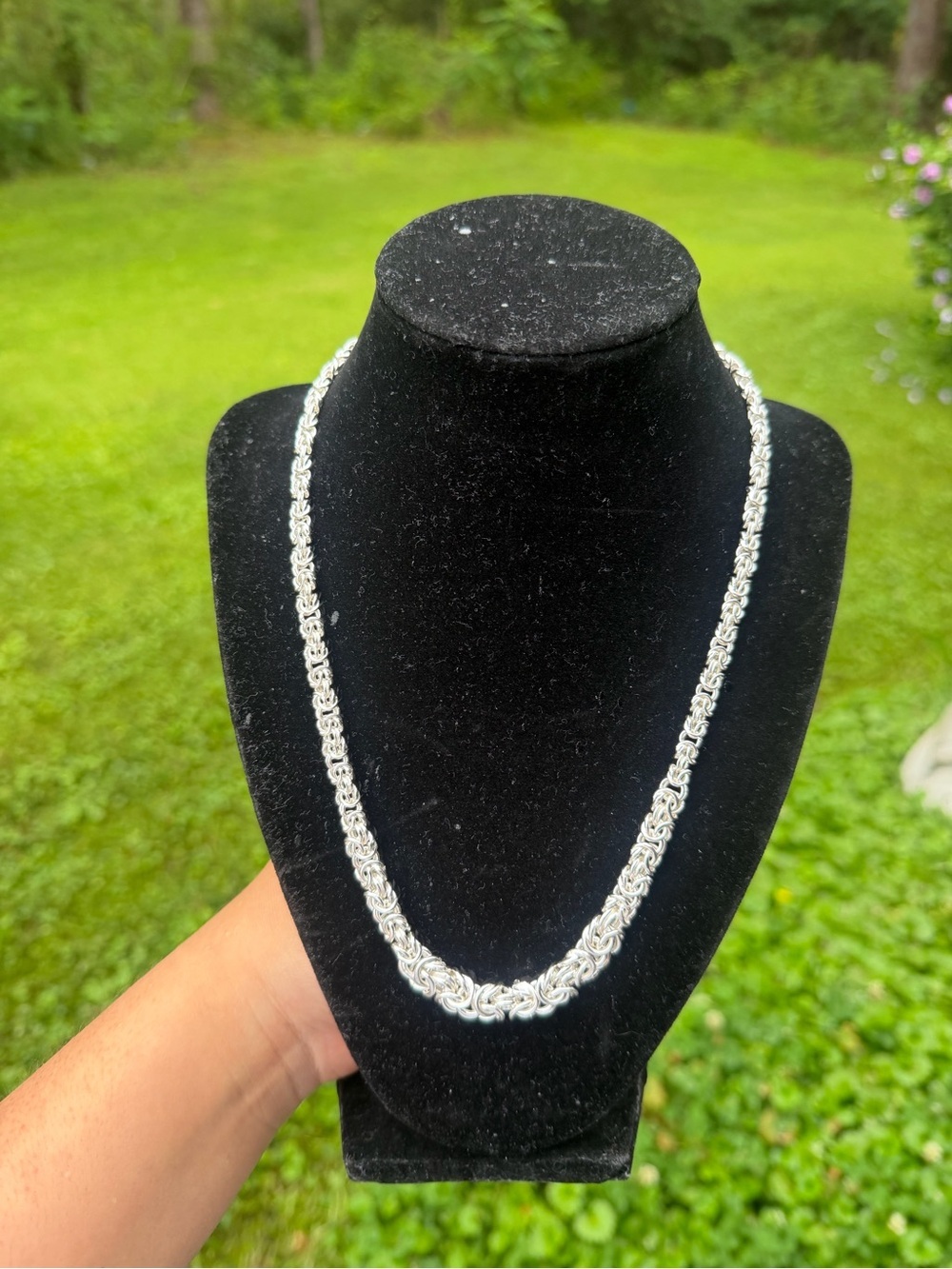 La Belle 925 Sterling Silver Byzantine-Style Chain Necklace